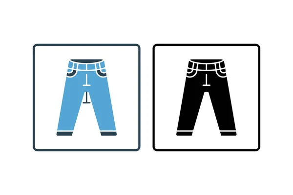 Jeans Icon Ikone Zusammenhang Mit Kleidungssymbolen Solider Ikonenstil Einfaches Vektordesign — Stockvektor