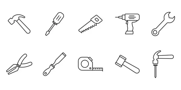 Schreinerei Set Ikone Ikone Zusammenhang Mit Heimwerkerwerkzeugen Enthält Symbole Hammer Stockillustration