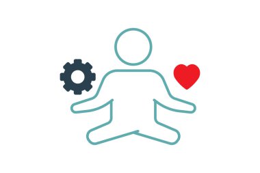 Stres Yönetimi simgesi. Yoga, meditasyon ve rahatlamayla ilgili bir ikon. İkili ton ikonu tasarımı. Basit vektör tasarımı düzenlenebilir
