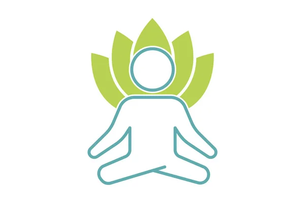 Yoga Fitness Ikone Meditationsmenschen Mit Lotus Symbol Zusammenhang Mit Gesundem — Stockvektor