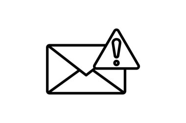 Uyarı harfi simgesi. Üzerinde ünlem işareti olan zarf. Uyarı ile ilgili simge, bildirim. Web sitesi, uygulama, kullanıcı arayüzleri, yazdırılabilir vb için uygun. Satır simgesi tarzı. Basit vektör tasarımı düzenlenebilir