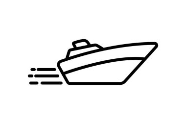 Sürat teknesi simgesi. Hızla ilgili simge. Web sitesi, uygulama, kullanıcı arayüzleri, yazdırılabilir vb için uygun. Satır simgesi tarzı. Basit vektör tasarımı düzenlenebilir