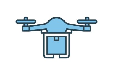 Drone Icon 'u teslim et. Teslimatla ilgili simge. Web sitesi, uygulama, kullanıcı arayüzleri, yazdırılabilir vb için uygun. Satır simgesi tarzı. Basit vektör tasarımı düzenlenebilir