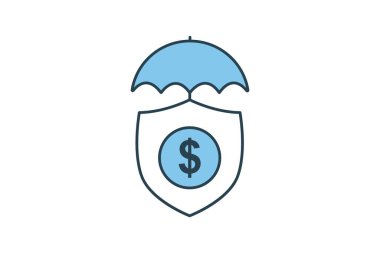 Risk yönetimi ikonu. Yatırımlar ve finansal kavramlarla ilgili bir ikon. Düz çizgi simgesi tarzı. Basit vektör tasarımı düzenlenebilir