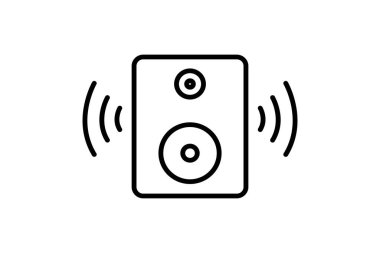 Ses kutusu simgesi. Aygıt, multimedya ve müzikle ilgili simge. çizgi simgesi tarzı. Basit vektör tasarımı düzenlenebilir