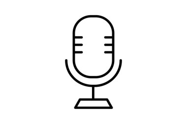 mikrofon simgesi. Aygıtla ilgili simge, bilgisayar teknolojisi. çizgi simgesi tarzı. Basit vektör tasarımı düzenlenebilir