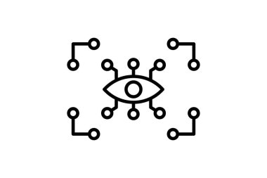 Artırılmış gerçeklik simgesi. Cihazla ilgili ikon, yapay zeka. çizgi simgesi tarzı. Basit vektör tasarımı düzenlenebilir