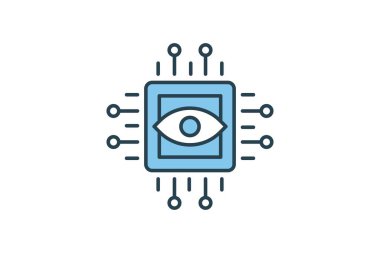 bilgisayar görme simgesi. Cihazla ilgili ikon, yapay zeka. Düz çizgi simgesi tarzı. Basit vektör tasarımı düzenlenebilir