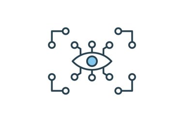 Artırılmış gerçeklik simgesi. Cihazla ilgili ikon, yapay zeka. çizgi simgesi tarzı. Basit vektör tasarımı düzenlenebilir