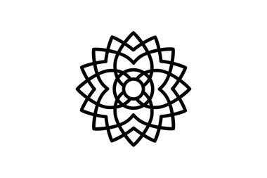 Mandala ikonu çizimi. Meditasyon ve ruhsal gelişimle ilgili bir ikon. çizgi simgesi tarzı. Basit vektör tasarımı düzenlenebilir