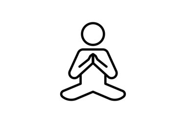 Meditasyon ikonu. Meditasyonla ilgili ikon, meditasyon için evrensel sembol. çizgi simgesi tarzı. Basit vektör tasarımı düzenlenebilir