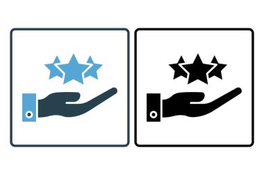 Sadakat simgesi. El ve yıldız. Katı ikon tarzı. Basit vektör tasarımı düzenlenebilir