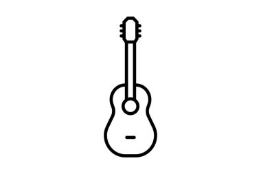 Gitar ikonu. Müzikle ilgili bir ikon, parti. çizgi simgesi tarzı. Basit vektör tasarımı düzenlenebilir