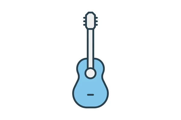 Gitar ikonu. Müzikle ilgili bir ikon, parti. Düz çizgi simgesi tarzı. Basit vektör tasarımı düzenlenebilir