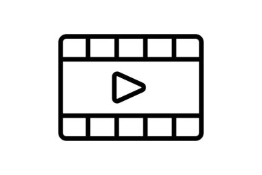 Film gerçek bir ikon. Bir film gecesi ya da sinemayla ilgili bir ikon. çizgi simgesi tarzı. Basit vektör tasarımı düzenlenebilir