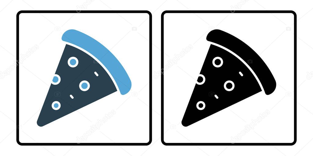Pizza slice icon. icon related to food. solid icon style, duo tone. simple vector design editable