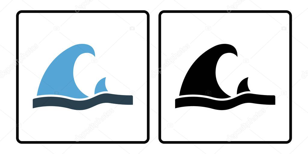 Wave icon. icon related to sea. solid icon style, duo tone. simple vector design editable