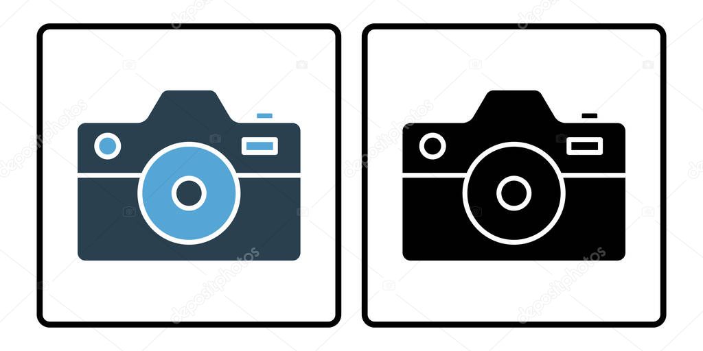 Camera icon. solid icon style, duo tone. simple vector design editable