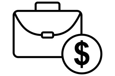 Dolar ikonlu evrak çantası. İş ve finansla ilgili bir ikon. çizgi simgesi tarzı. iş ögesi illüstrasyonu