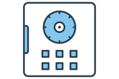 Kasa kapısı simgesi. Değerli eşyaların korunmasıyla ilgili simge. Düz çizgi simgesi tarzı. element illüstrasyonu