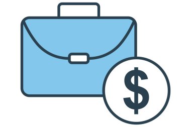 Dolar ikonlu evrak çantası. İş ve finansla ilgili bir ikon. Düz çizgi simgesi tarzı. iş ögesi illüstrasyonu