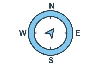 Pusula simgesi. Seyahat, yön ve yön bulma ikonu. Düz çizgi simgesi tarzı. element illüstrasyonu
