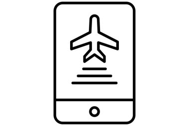 Mobil biniş kartı simgesi. Elektronik biletlerle ilgili bir ikon. çizgi simgesi tarzı. element illüstrasyonu