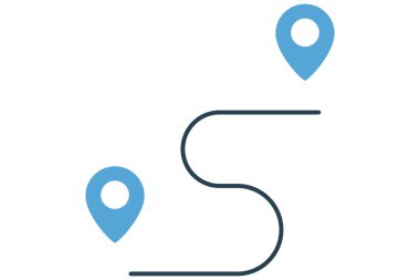 Yol haritası simgesi. Seyahat planlama ve yolculuklarla ilgili bir ikon. duotone ikon stili. element illüstrasyonu