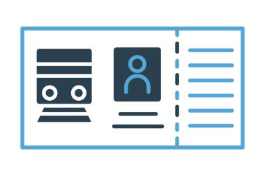Tren bileti ikonu. Tren bileti ile ilgili bir ikon. duotone ikon stili. element illüstrasyonu
