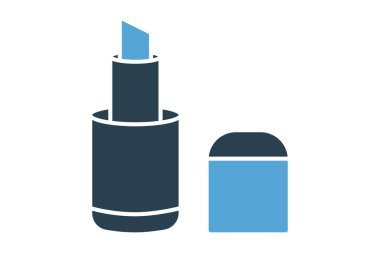 Ruj ikonu. Makyaj ve güzellik ürünleriyle ilgili bir ikon. Katı ikon tarzı. element illüstrasyonu