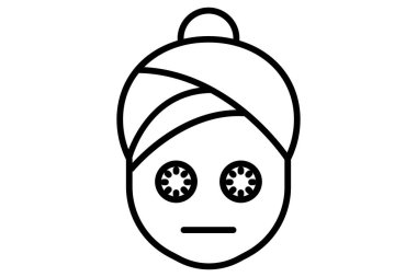 Yüz maskesi ikonu. Cilt bakımı ve yüz bakımıyla ilgili bir ikon. çizgi simgesi tarzı. element illüstrasyonu