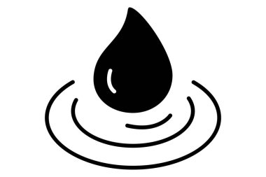 Damla simgesi. Hidrasyon ve cilt bakımıyla ilgili bir ikon. Katı ikon tarzı. element illüstrasyonu