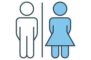 Tuvalet ikonu. Umumi tuvaletlerle ilgili ikon, kamu navigasyonu. Düz çizgi simgesi tarzı. element illüstrasyonu