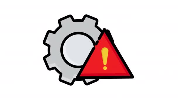 动画齿轮图标与警告标志 适用于警告和通知 通知概念说明 — 图库视频影像