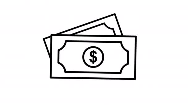 Εικονίδιο Χρήματα Μετρητά Κινούμενα Κατάλληλο Για Επιχειρηματικό Και Οικονομικό Παράδειγμα — Αρχείο Βίντεο