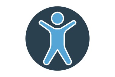 Erişim simgesi. Çemberin içindeki bir kişinin simgesi. Özürlülükle ilgili bir simge. Katı ikon tarzı. element illüstrasyonu