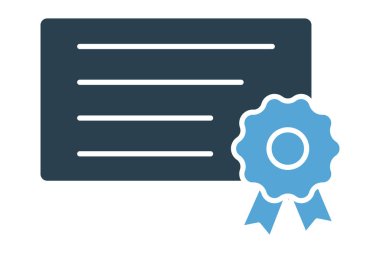 Sertifika simgesi. Başarı, takdir ve akreditasyonu sembolize ediyor. Katı ikon tarzı. element illüstrasyonu.