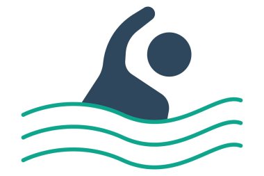 Yüzme ikonu. İnsanlar yüzüyor. Spor ve beden eğitimi ikonu. Katı ikon tarzı. element illüstrasyonu.