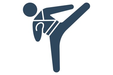 Karate ikonu. Spor ve beden eğitimi ikonu. Katı ikon tarzı. element illüstrasyonu.