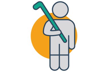 Hokey oyuncusu ikonu. Spor ve beden eğitimi ikonu. Düz çizgi simgesi tarzı. element illüstrasyonu.