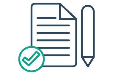 Değerlendirme simgesi. Kalem ve kağıt. Eylem planı ve işle ilgili ikon. çizgi simgesi tarzı. iş ögesi illüstrasyonu