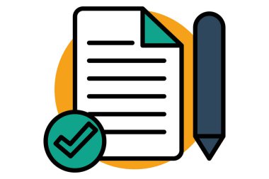 Değerlendirme simgesi. Kalem ve kağıt. Eylem planı ve işle ilgili ikon. Düz çizgi simgesi tarzı. iş ögesi illüstrasyonu