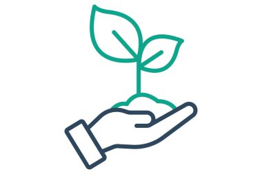 çevre simgesi. Bitkilerle el ele. ESG ile ilgili simge. çizgi simgesi tarzı. doğa elementi illüstrasyonu