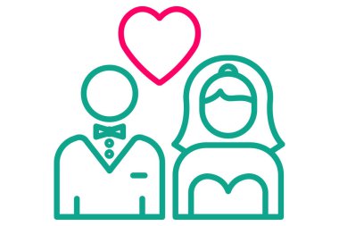 Çift simgesi. Gelinle damat. Düğünle ilgili bir ikon. çizgi simgesi tarzı. düğün elementi çizimi