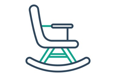 Sallanan sandalye ikonu. Yaşlılarla ilgili bir simge. çizgi simgesi tarzı. yaşlılık elementi çizimi