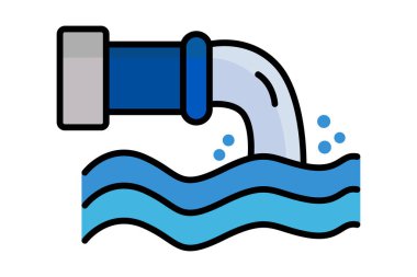 Kanalizasyon ikonu. Araçlarla ilgili simge. Renkli taslak simge biçimi. hizmetler elementler vektör illüstrasyonu