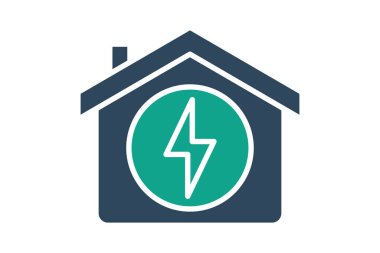 Elektrik ikonu. Yıldırımlı ev. Araçlarla ilgili simge. Katı ikon tarzı. hizmetler elementler vektör illüstrasyonu