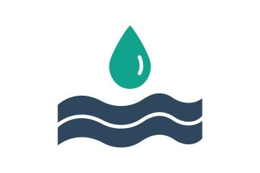 Fırtına suyu ikonu. Altında su olan su damlacıkları. Araçlarla ilgili simge. Katı ikon tarzı. hizmetler elementler vektör illüstrasyonu