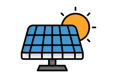 Güneş paneli simgesi. Araçlarla ilgili simge. Renkli taslak simge biçimi. hizmetler elementler vektör illüstrasyonu