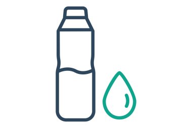 Su şişesi ikonu. Şişede su damlası var. Sıvı kaybıyla ilgili bir ikon. çizgi simgesi tarzı. hidrasyon elementleri vektör çizimi